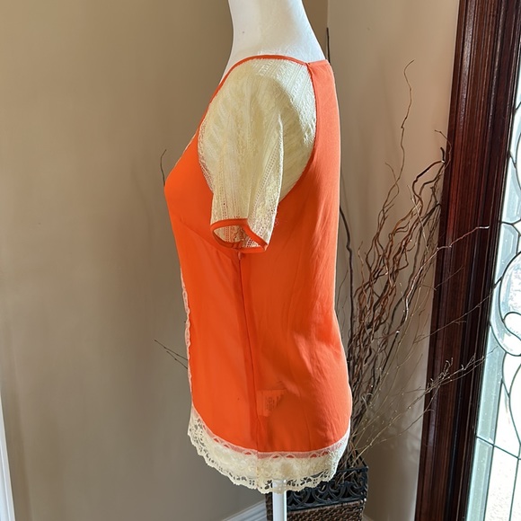 A’reve Semi-sheer with lace sleeves and trim top szS - Picture 5 of 11